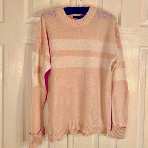 PINK AND WHITE COTTEN BLEND SWEATER SIZE SMALL AE - Picture 1 of 5